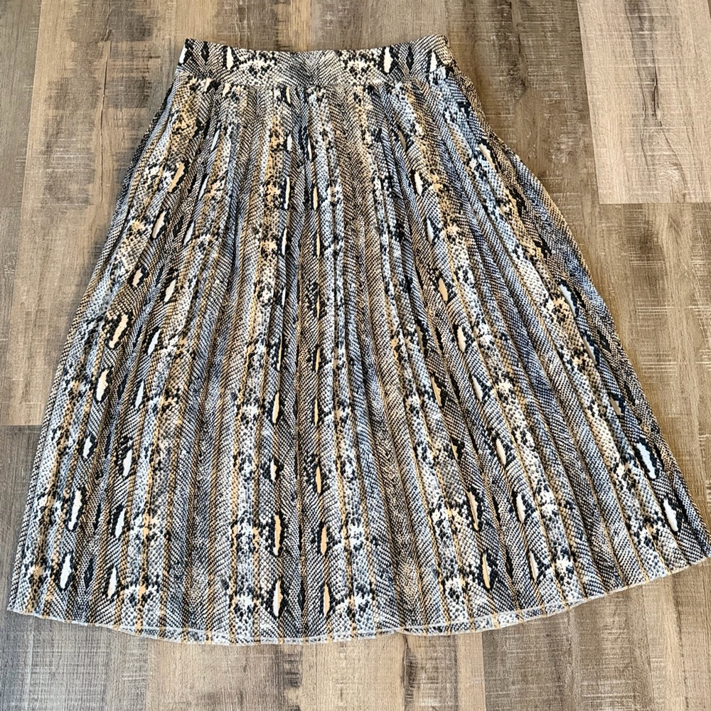 J. Crew Black and Cream Snake Print Midi Skirt